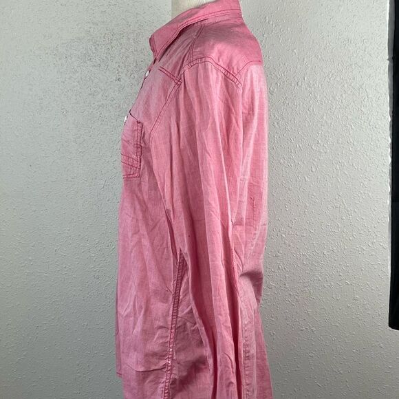 Pre-Owed INC International Concept Womens Button Down Red Shirt Size M - Picture 4 of 7
